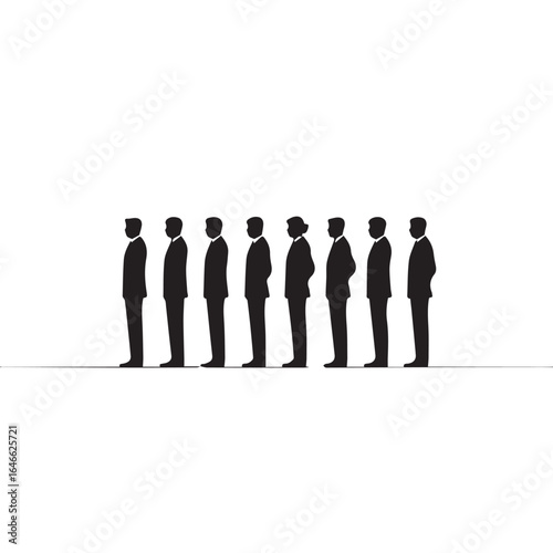 Business people silhouettes, group of standing business men and women
