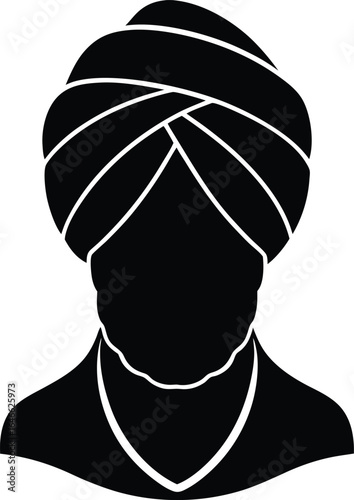 turban silhouette vector art illustration