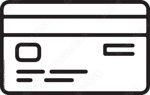 Simple outline icon of a credit card showing chip and signature strip