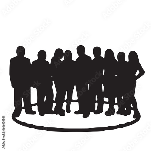 Business people silhouettes, group of standing business men and women
