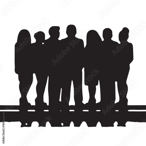 Business people silhouettes, group of standing business men and women
