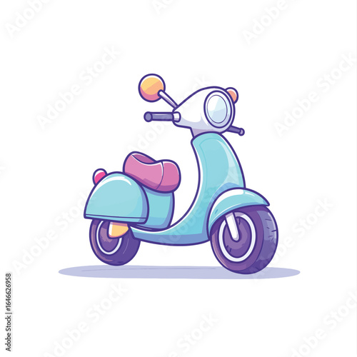 Playful Cartoon Scooter with Pastel Colors and Rounded Design Elements