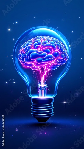 Brain power lightbulb idea innovation creative thinking intelligence concept inspiration knowledge learning on transparent background