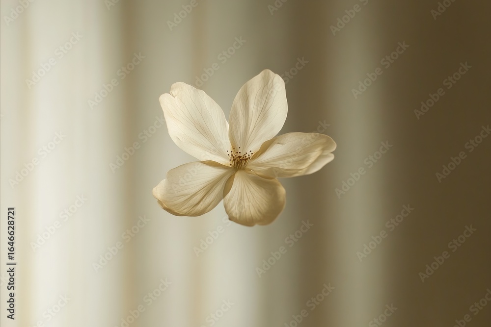 Fototapeta premium Delicate Creamy Flower Floating Against a Soft, Neutral Backgrou