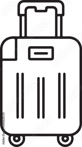 Simple outline illustration of a modern rolling suitcase with a telescopic handle and wheels