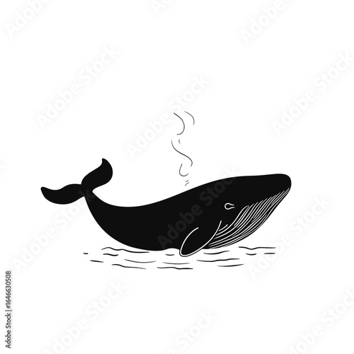 Silhouette of a Majestic Whale Breaching the Ocean Surface with Spray