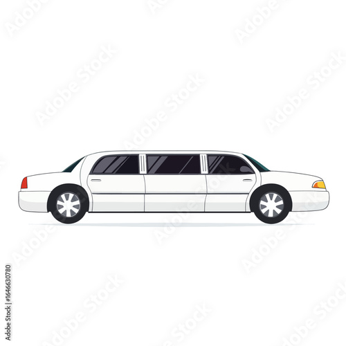 Simple Line Art of a White Limousine