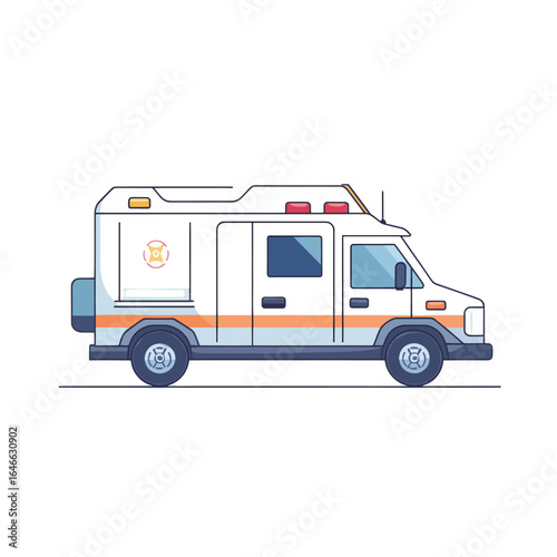 Simplified Illustration of a White Emergency Medical Vehicle