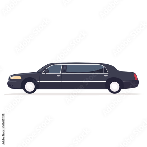 Sleek Black Limousine A Side View Depicting Luxury and Elegance