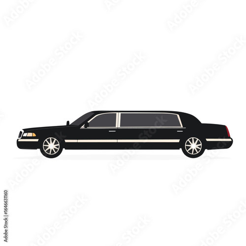 Sleek Black Limousine Side Profile Illustration