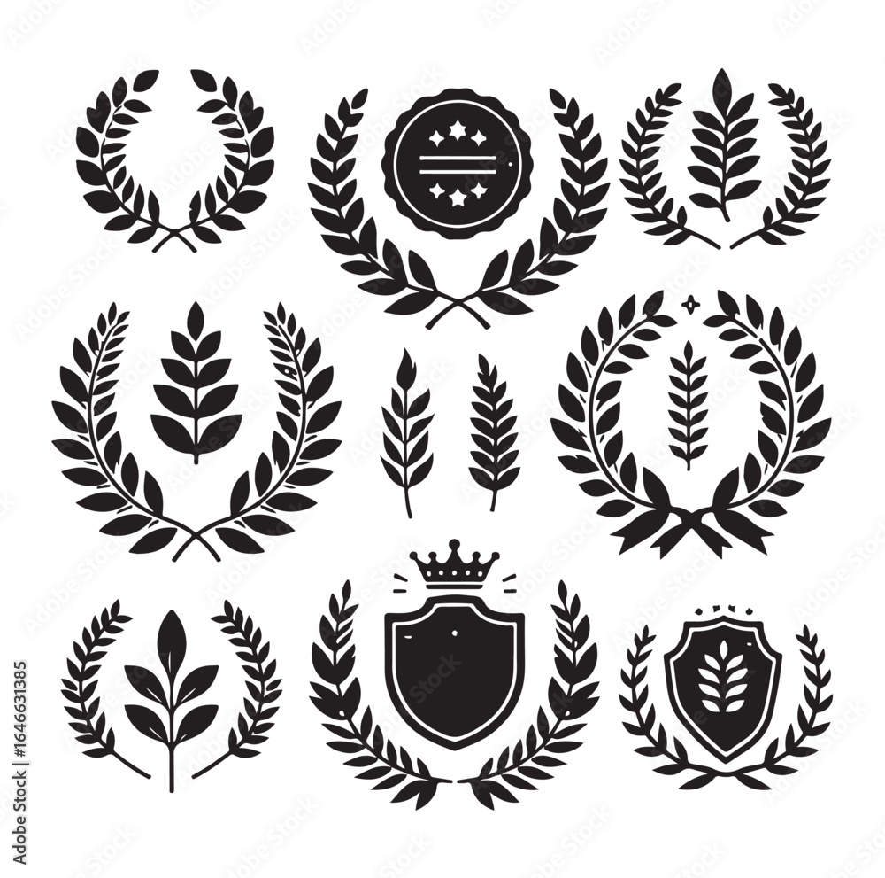 Obraz premium laurel sign set logo design set vector