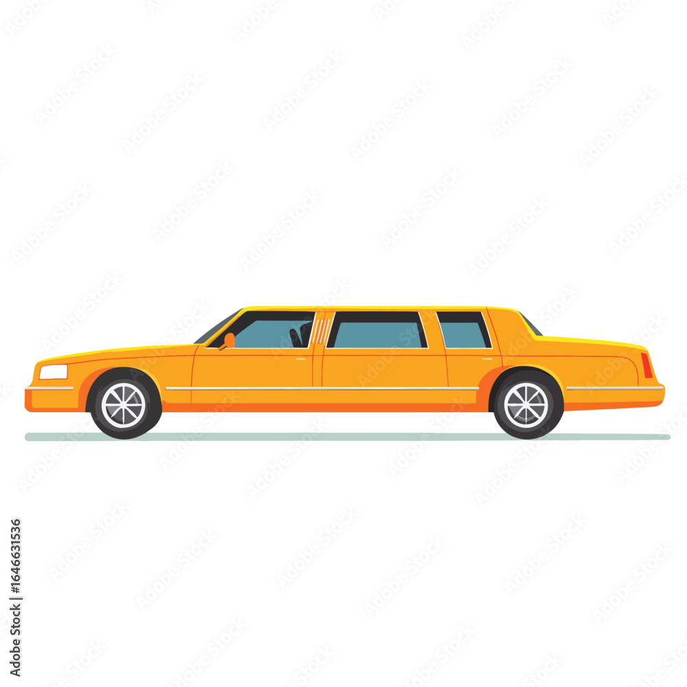 Fototapeta premium Sleek Yellow Limousine in Profile Illustrating Luxury and Transportation