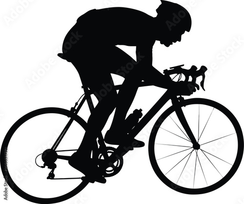 Silhouette of a cyclist riding a bike at high speed, showcasing athletes fitness, endurance, and determination