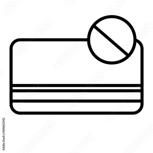 Block card icon Suitable for financial concepts, fraud protection, secure transactions. Graphic representation of communication of blocked credit card for security purposes.