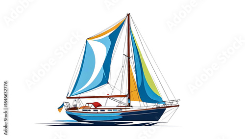 Sailboat vector with transparent background, 3D rendering