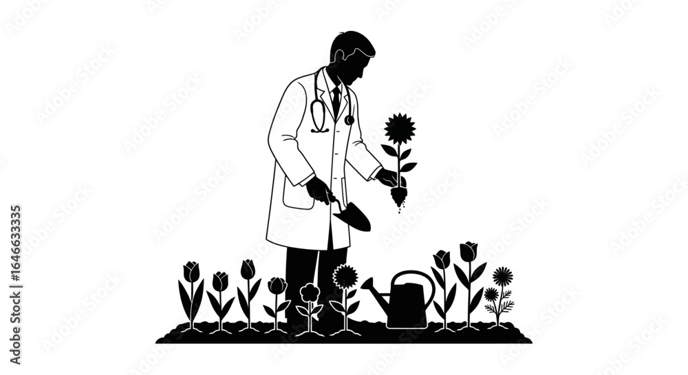Fototapeta premium doctor cultivating growth healthcare professional nurturing patients and fostering wellness through holistic care
