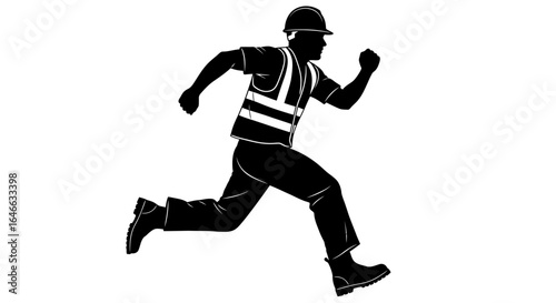 construction worker rushing to the rescue illustrating urgent response time sensitivity and problemsolving in the building industry
