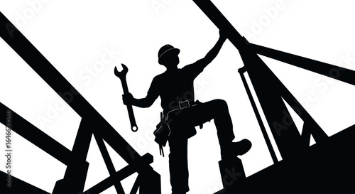 construction worker silhouette mastering roof installation and repair highlighting expertise and precision in home improvement and building projects