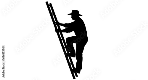 aspiring to success a silhouette of a man climbing a ladder representing ambition hard work and the pursuit of goals