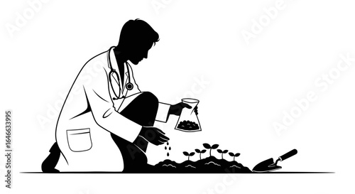 scientist planting seeds fostering growth innovation and a healthier future through research and development