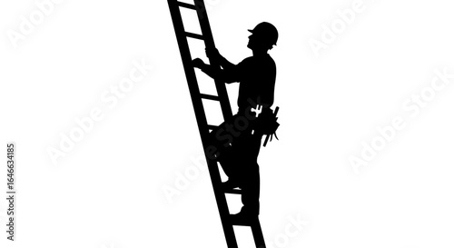 construction worker ascending ladder achieving success and reaching new heights in the building industry