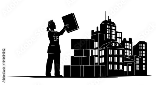nurse delivering medical supplies to urban healthcare facilities ensuring timely access to essential resources in a city setting