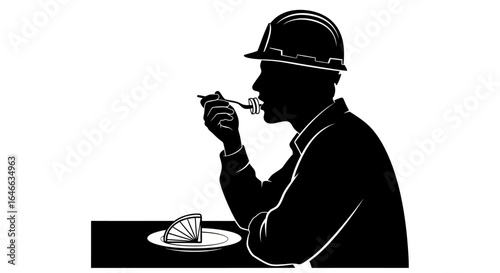 construction worker enjoying a welldeserved lunch break a silhouette image representing hard work and relaxation ideal for articles on workplace wellness and employee wellbeing