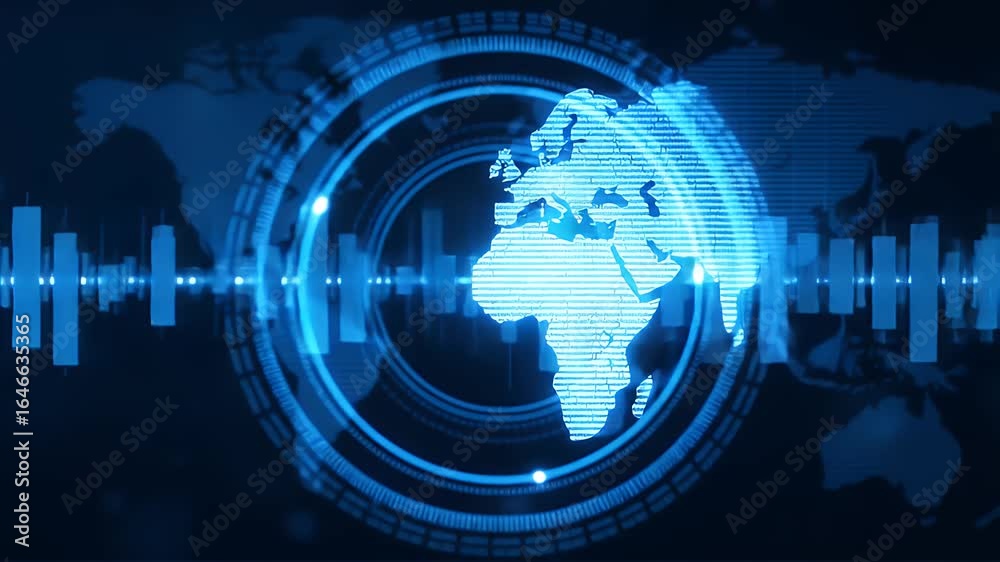 Digital world map overlaying data visualizations Stock ビデオ | Adobe Stock