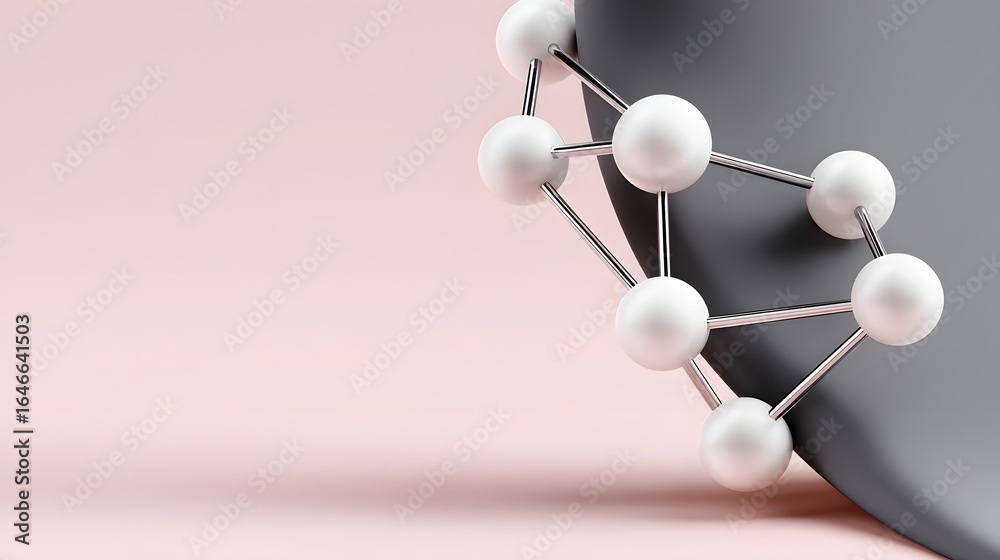 Obraz premium Minimalist neural network illustration, geometric lines and nodes, pale pastel tones, plenty of blank space,