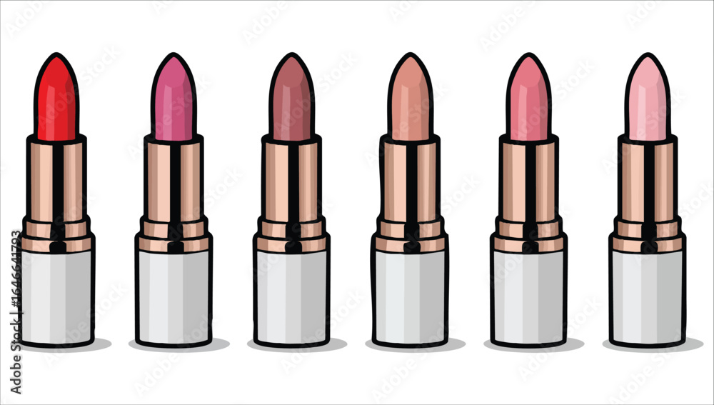 Fototapeta premium luxury lipstick collection mockup vector art isolated white