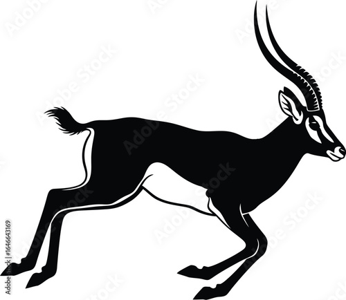 Illustration of an antelope in motion, capturing its speed and elegance in a minimalist and striking design