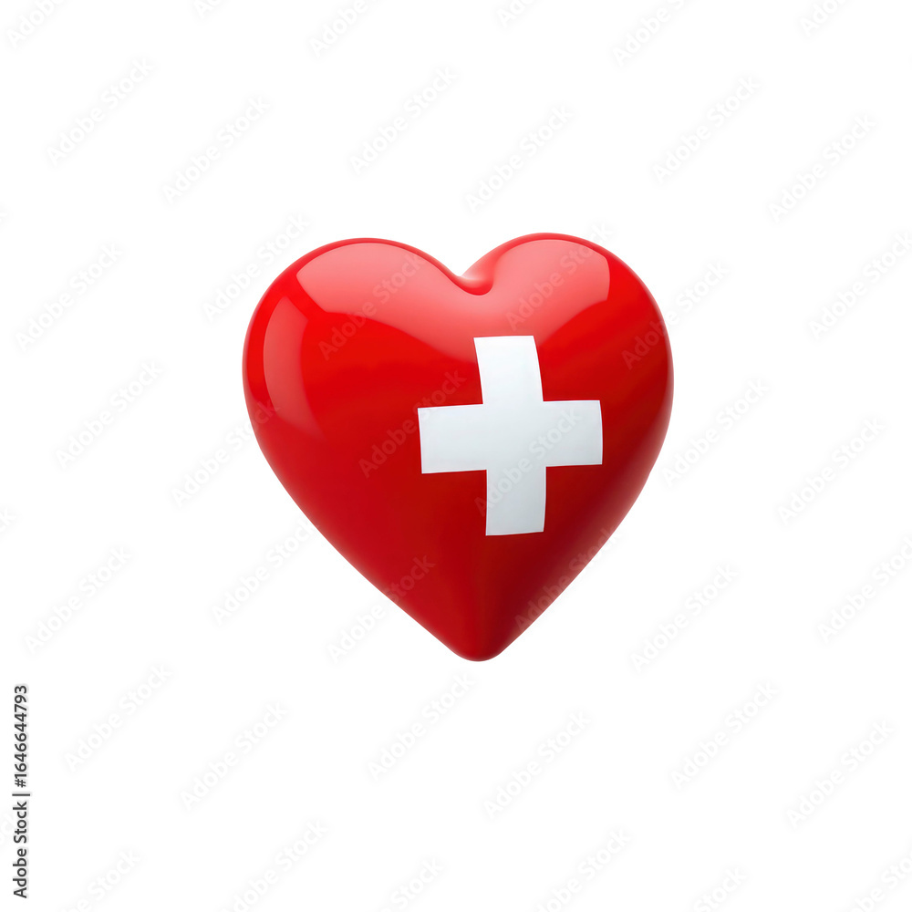 Fototapeta premium heart with Switzerland flag with transparent background PNG and JPEG image