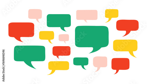 Collection of colorful speech bubbles in various shapes. Communication, conversation and social media concept design.