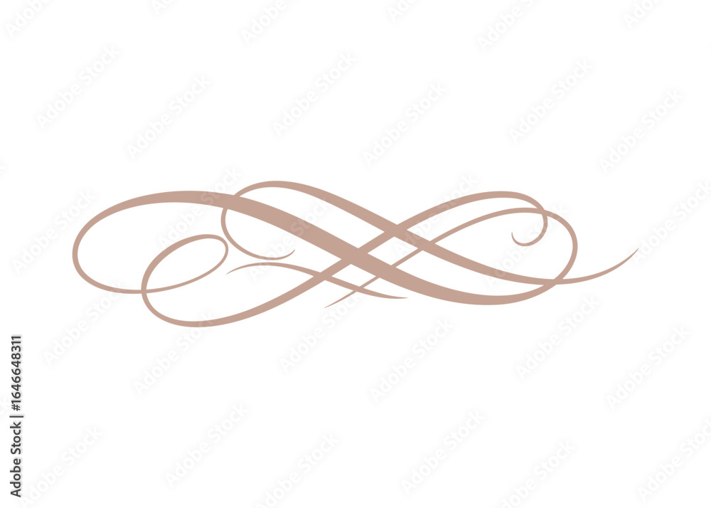 Decorative flourish element with curve shape, perfect for invitation design, calligraphic style, Beige color. Vector Illustration. Decorative flourish element with curve shape, perfect for invitation design, calligraphic style, Beige color. Vector Illustration.