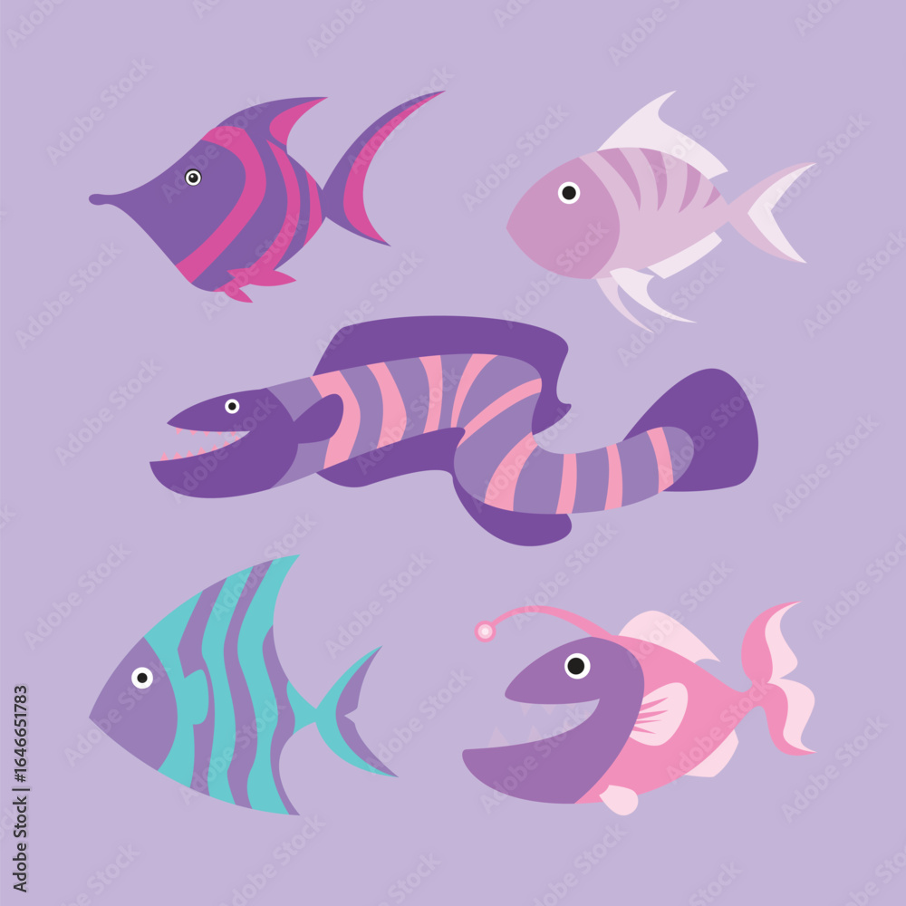 Fototapeta premium Fish mascot logo design with modern concept illustration. Fish design pack illustration.