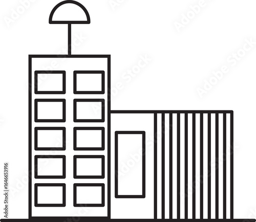 Simple Big Building Structure Icon – Minimal Skyscraper Vector Illustration**
