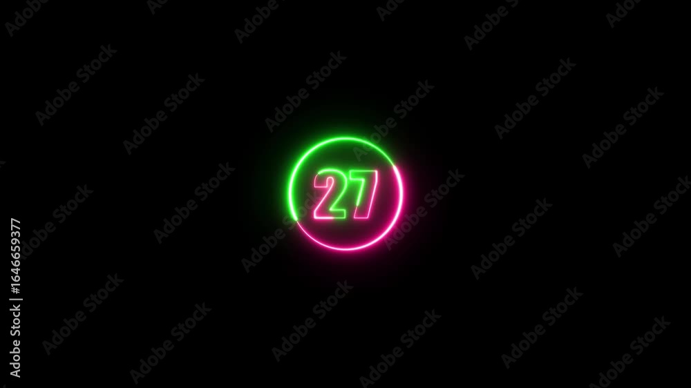 Animation of neon number 27. multi color looping trendy glowing neon numeric number. Educational mathematics concept with neon letter. Animation of neon number 27. multi color looping trendy glowing neon numeric number. Educational mathematics concept with neon letter.