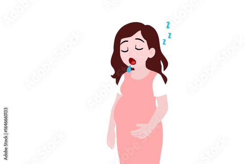 Pregnant Woman Feeling Sleepy All Day. The woman on the background she look very tire and want to sleep. 
