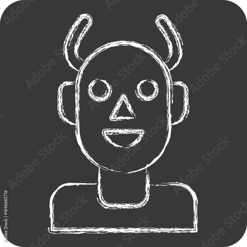 Icon Devil. related to Halloween symbol. chalk Style. design editable