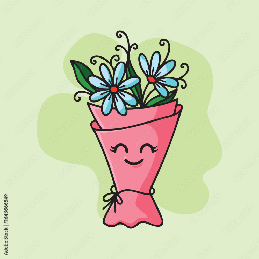 custom made wallpaper toronto digitalKawaii Flower Arrangement - Cute Bouquet Illustration