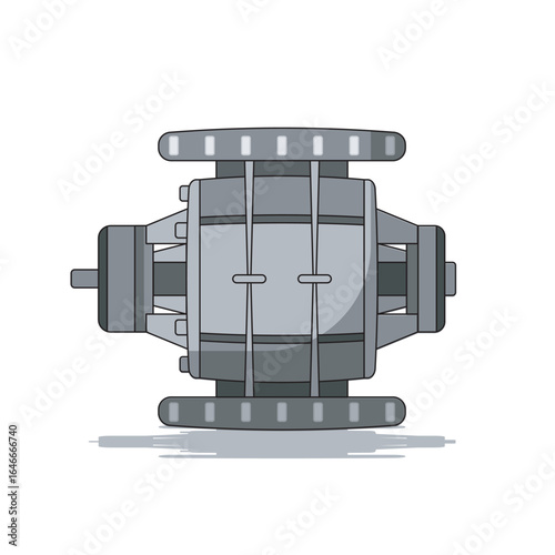 Industrial rotary valve vector in detailed flat style. Ideal for engineering diagrams, mechanical equipment illustrations, and manufacturing process graphics.
