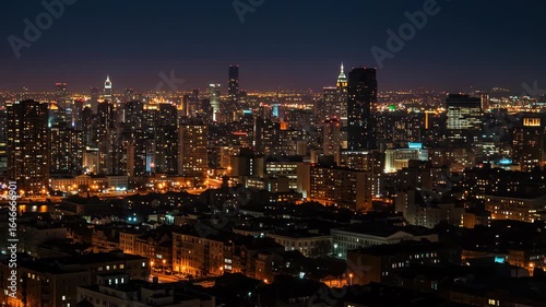 Wallpaper Mural Night cityscape with illuminated buildings and skyscrapers in a major city. Torontodigital.ca