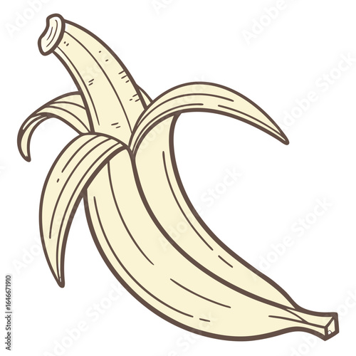 Peeled banana isolated on white background