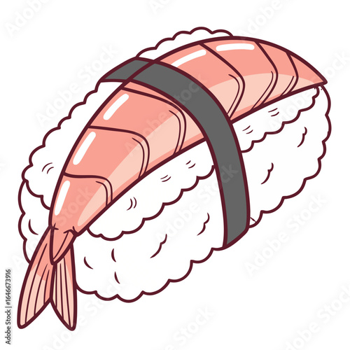 Shrimp nigiri sushi isolated on white background