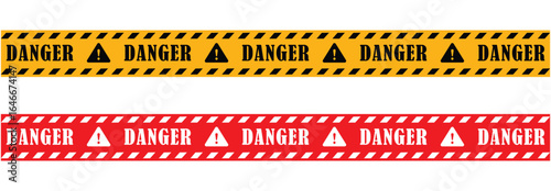 danger warning tape symbol for safety, hazard area, roads, construction site and industrial area. warning signs and seamless caution tape set. Vector illustration   and transparent PNG 