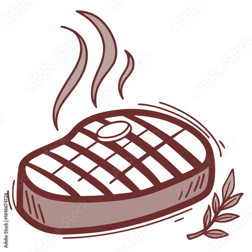 Grilled steak with butter and steam isolated on white background