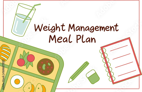 Organized weight management meal plan with healthy food options and planning tools for a balanced lifestyle
