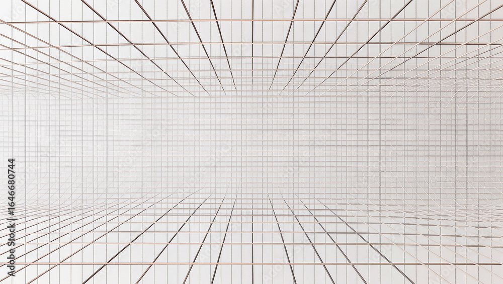 Obraz premium Geometric lines create a mesmerizing illusion in architectural space