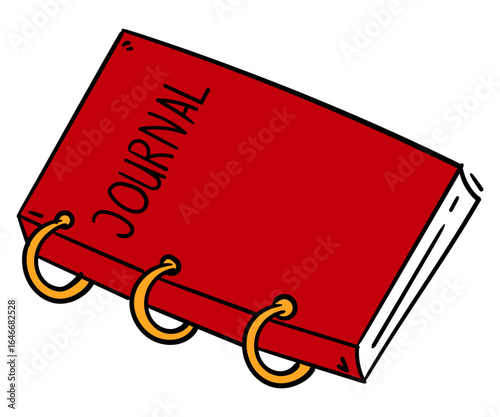 Red Journal Doodle with Black Outline on Transparent Background – School Notebook Clipart