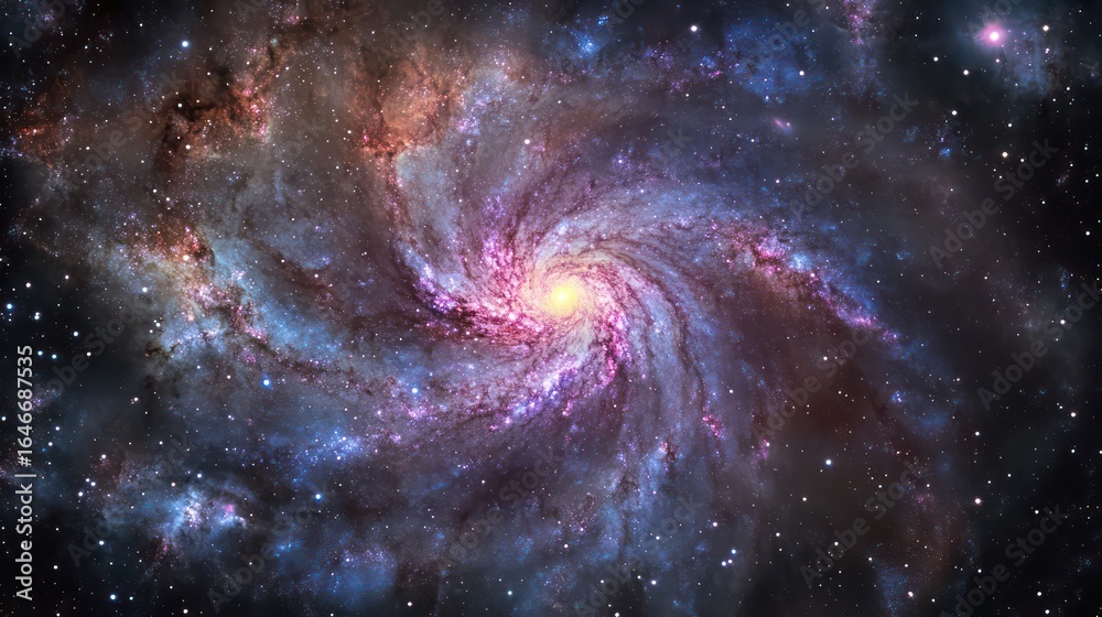 Fototapeta premium Majestic Spiral Galaxy in Deep Space with Vibrant Hues